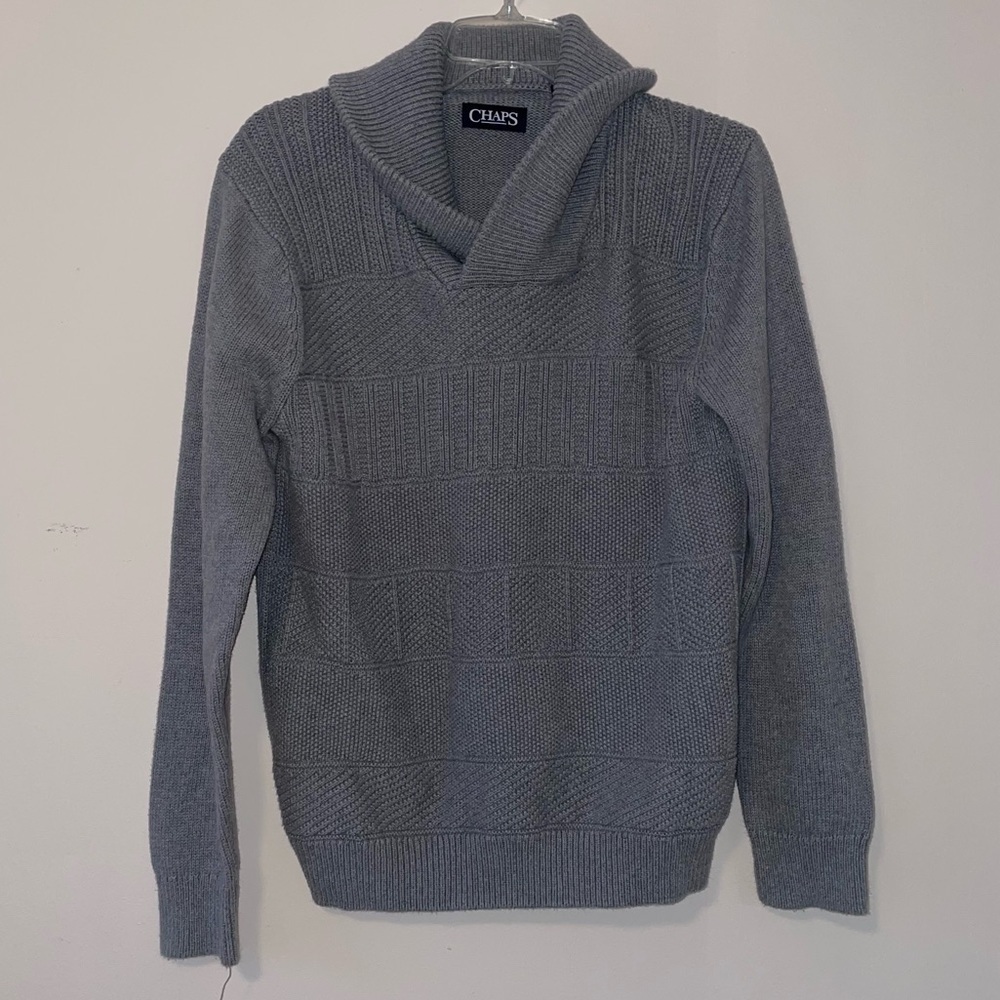 Chaps Crown Point Textured Shawl Collar Cotton Sweater Size Medium
